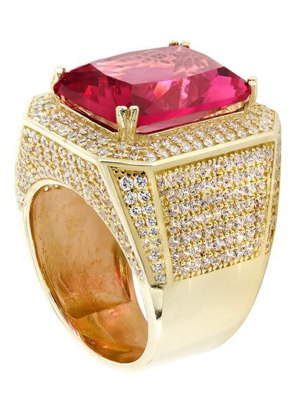 Mens Ruby Ring | 10K Solid Yellow Gold | Style #1