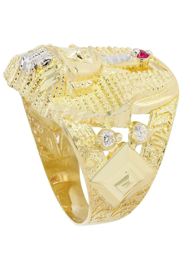 Mens Pharoah #2 Ring | 10K Solid Yellow Gold