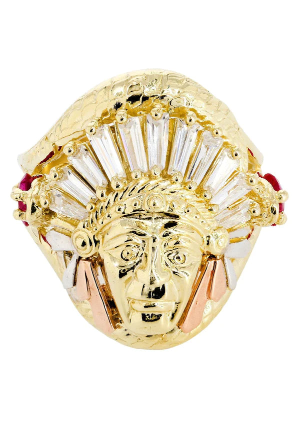 Indian - Native American Ring | 10K Solid Yellow Gold