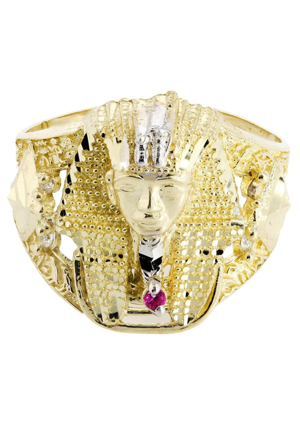 Mens Pharoah Ring | 10K Solid Yellow Gold