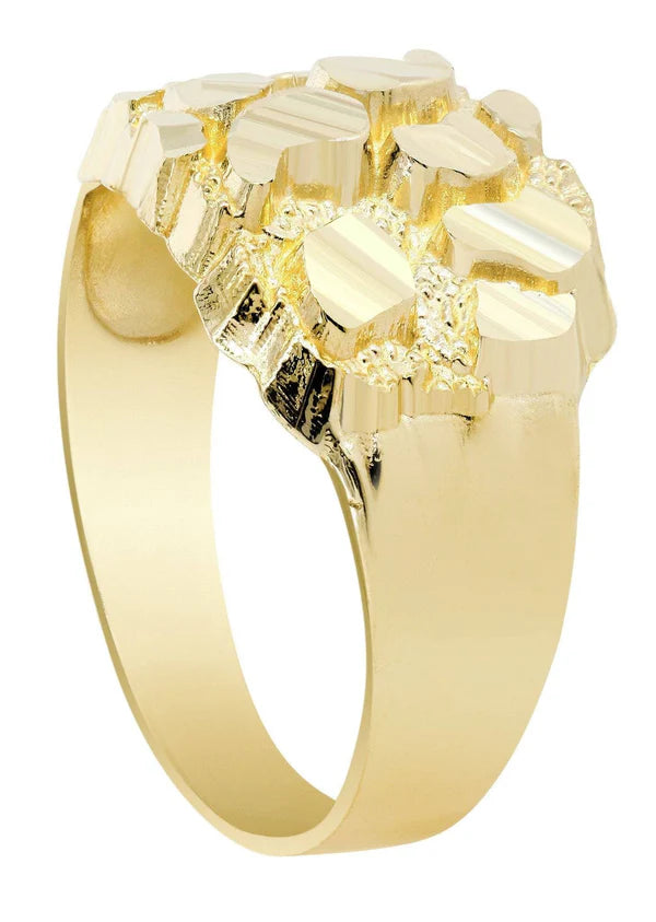 Mens Gold Nugget Ring | 10K Solid Yellow Gold