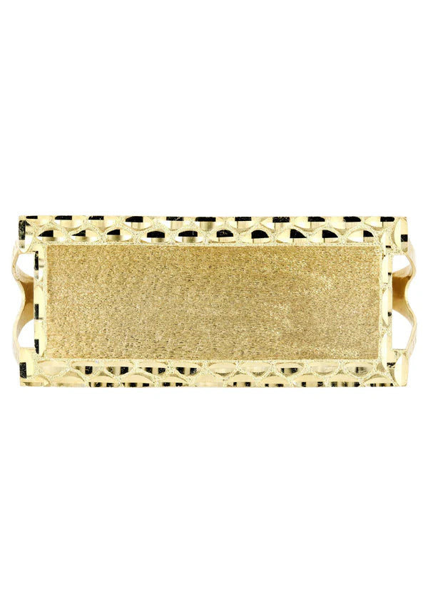 Mens Three Finger Ring | 10K Solid Yellow Gold | Engraving Available | Style#1