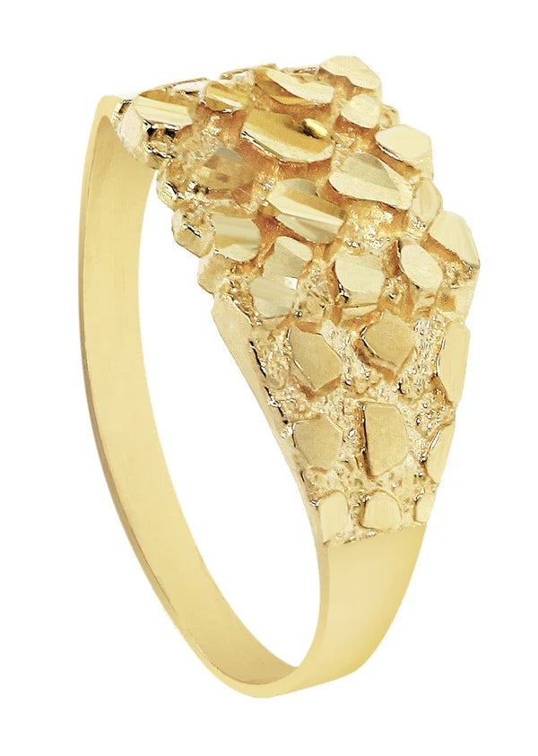 Mens Gold Nugget Ring | 10K Solid Yellow Gold