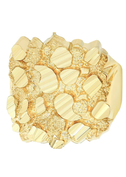 Mens Gold Nugget Ring | 10K Solid Yellow Gold