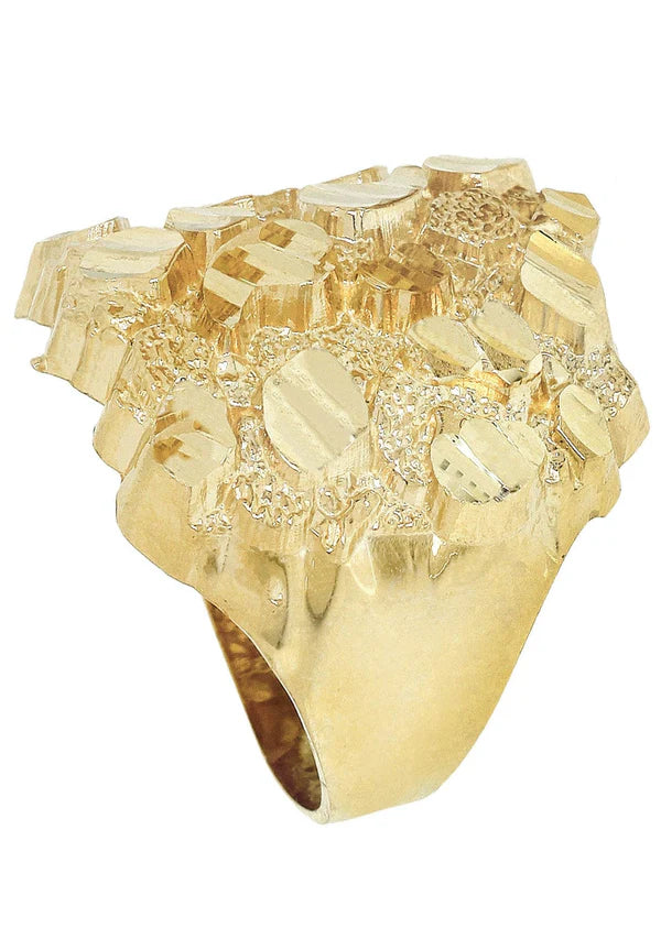 Mens Gold Nugget Ring | 10K Solid Yellow Gold