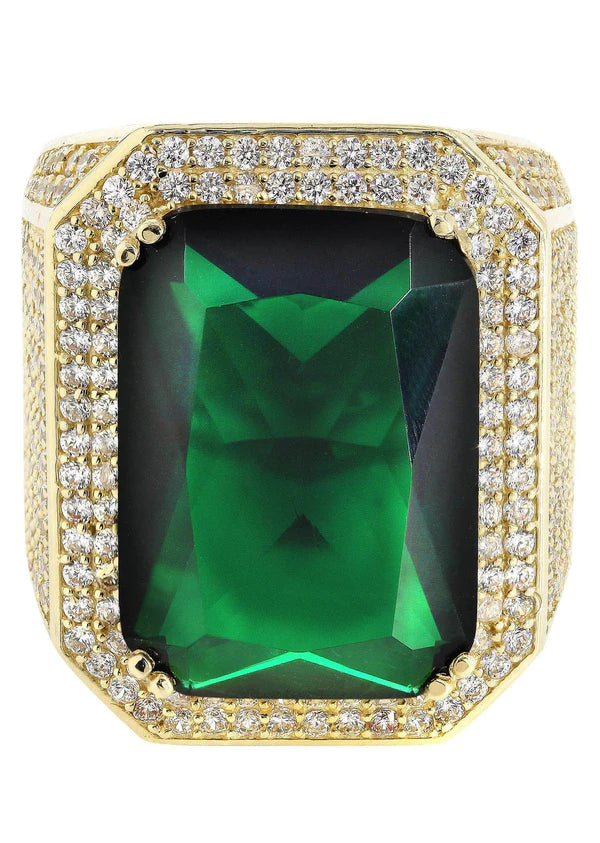 Mens Emerald Ring | 10K Solid Yellow Gold