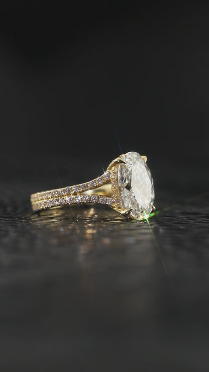 5.04CT E VS1 Oval Lab Grown Diamond Hidden Halo Engagement Ring 14kt