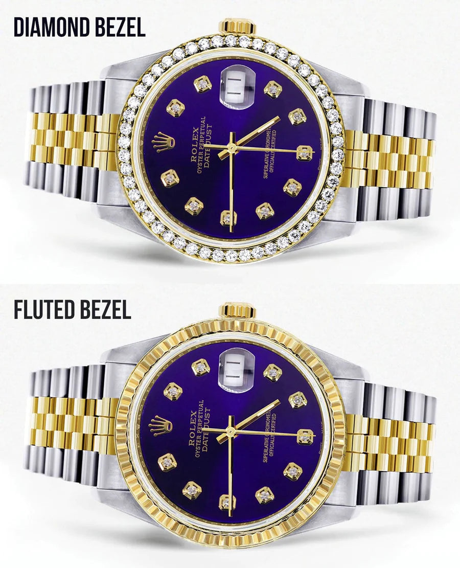 Rolex Datejust Watch 16013 for Men | 36MM | Diamond Royal Blue Dial  | Jubilee Band
