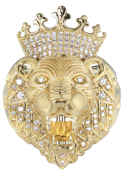 Mens Lions Head Pinky Ring | 10K Solid Yellow Gold