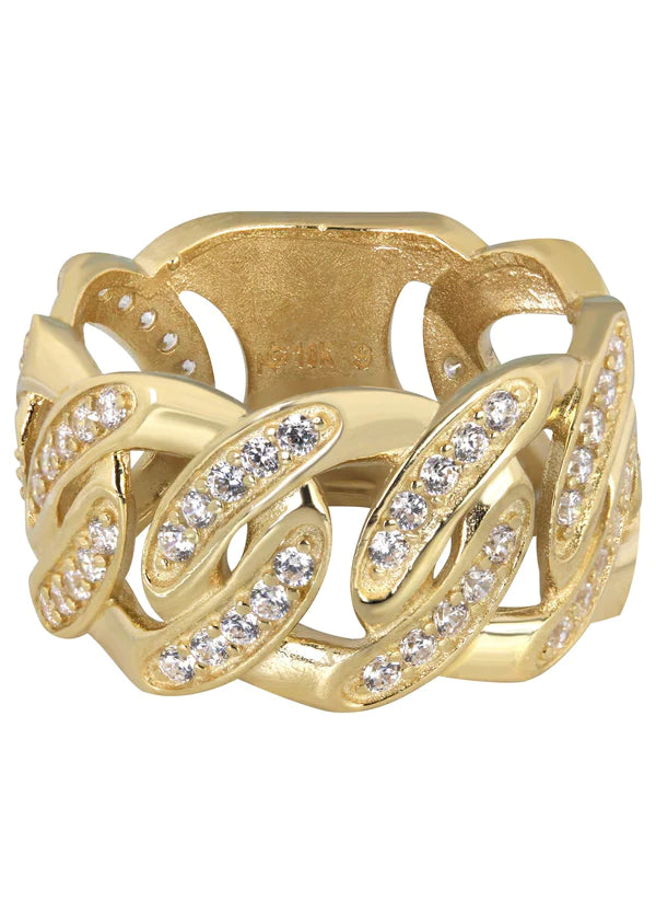 Mens Cuban Pinky Ring | 10K Solid Yellow Gold