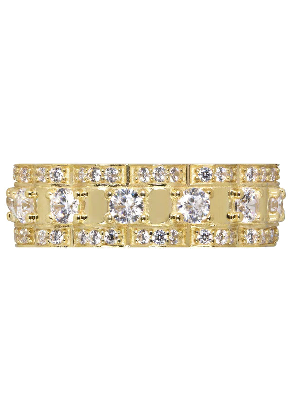 Mens Eternity Wedding Band Pinky Ring | 10K Solid Yellow Gold | Style #2