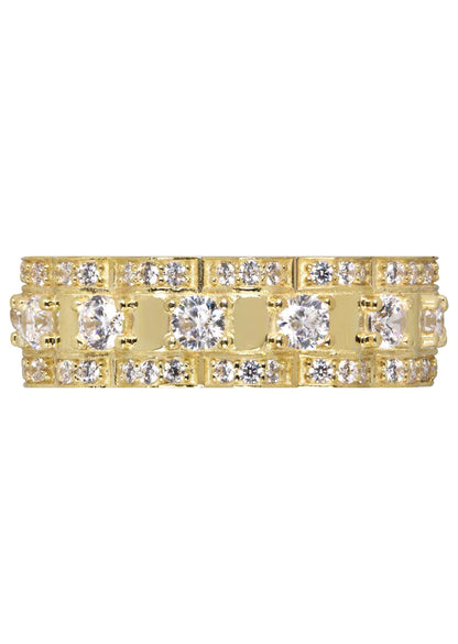 Mens Eternity Wedding Band Pinky Ring | 10K Solid Yellow Gold | Style #2