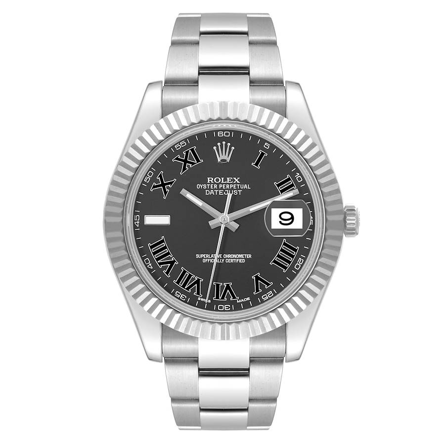 rolex datejust ii 41mm grey dial steel white gold mens watch 116334 60610 f766f md