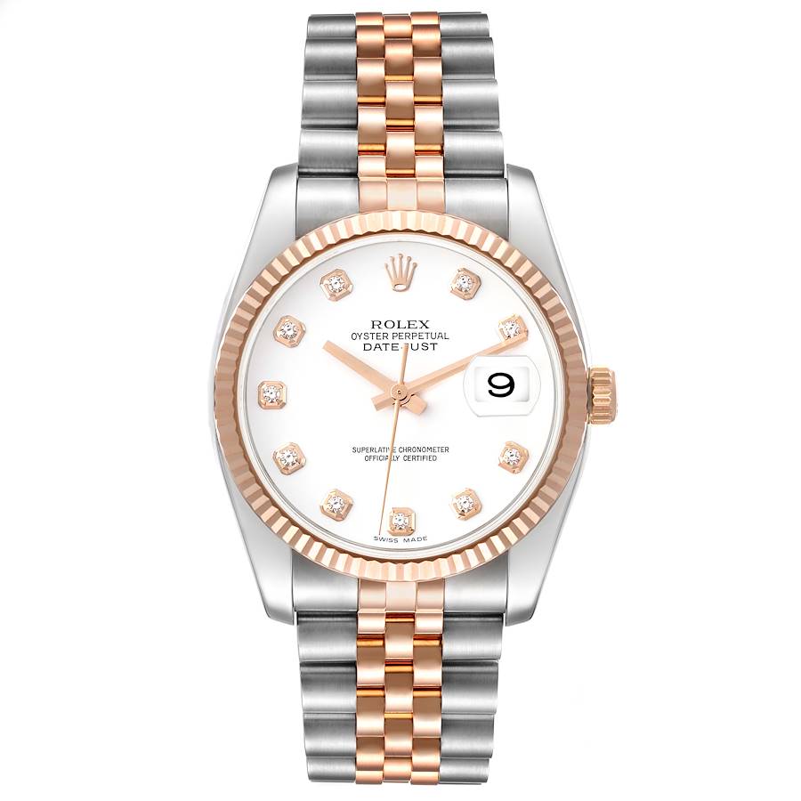 Rolex Datejust 116231 | 36MM | Rose Gold White Diamond Dial | 18KT