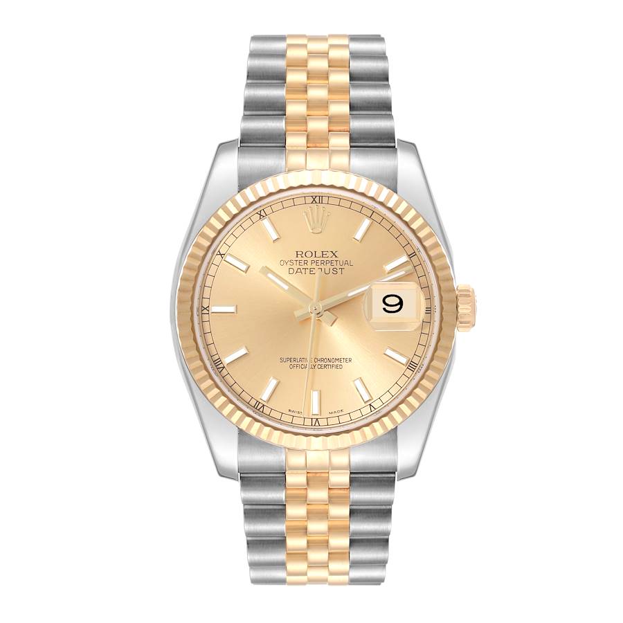 Rolex Datejust 116233 | 36MM | Yellow Gold Champagne Index Dial | 18Kt