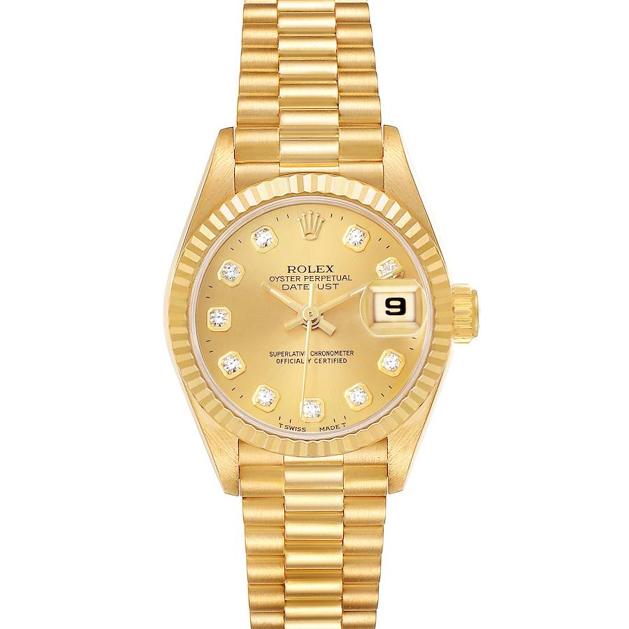 Rolex President Yellow Gold Diamond Dial Ladies Watch 26mm