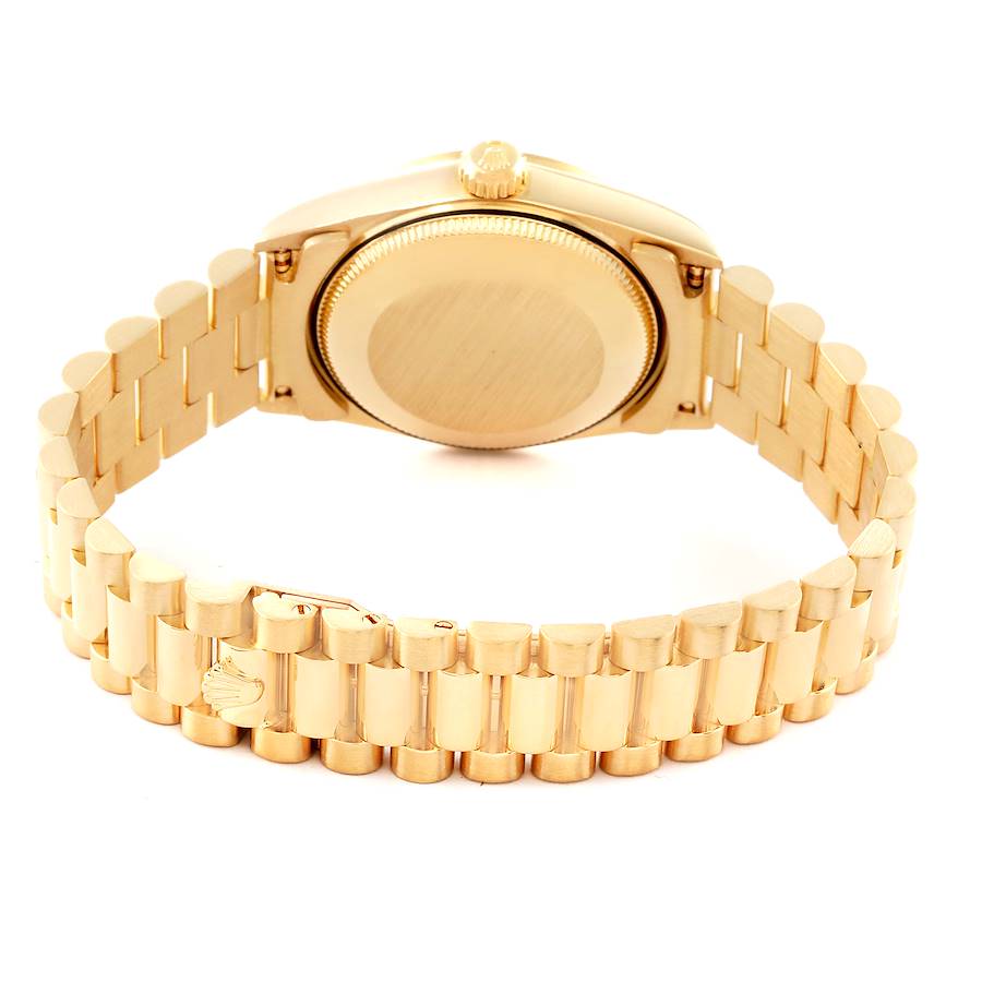 rolex president midsize yellow gold onyx diamond dial ladies watch