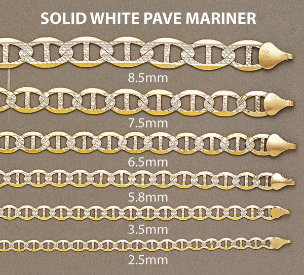 solid white pave mariner chain
