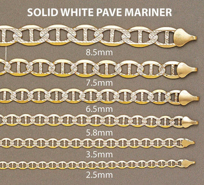 solid white pave mariner chain